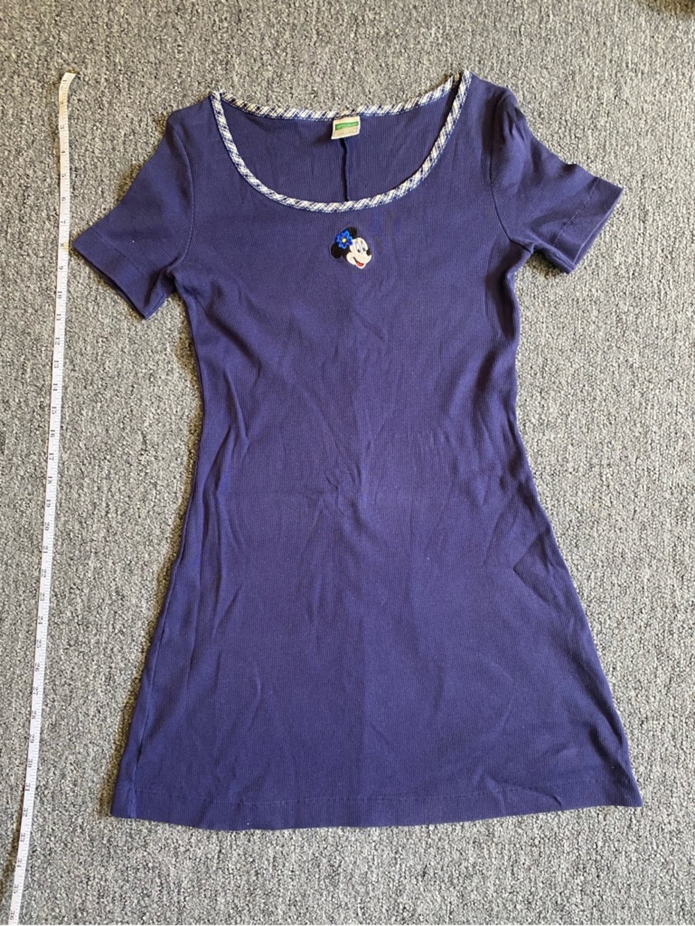 Vintage United Colors Of Benetton Navy Blue Mini Dress with Trim